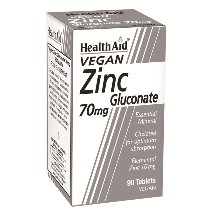 Health Aid Vegan Zinc Gluconate 70mg 90s