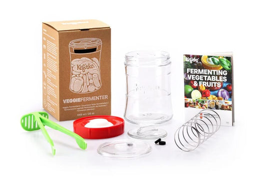 Kefirko Veggie Fermenter 848ml with glass jar and lid for making fermented vegetables and probiotic foods.