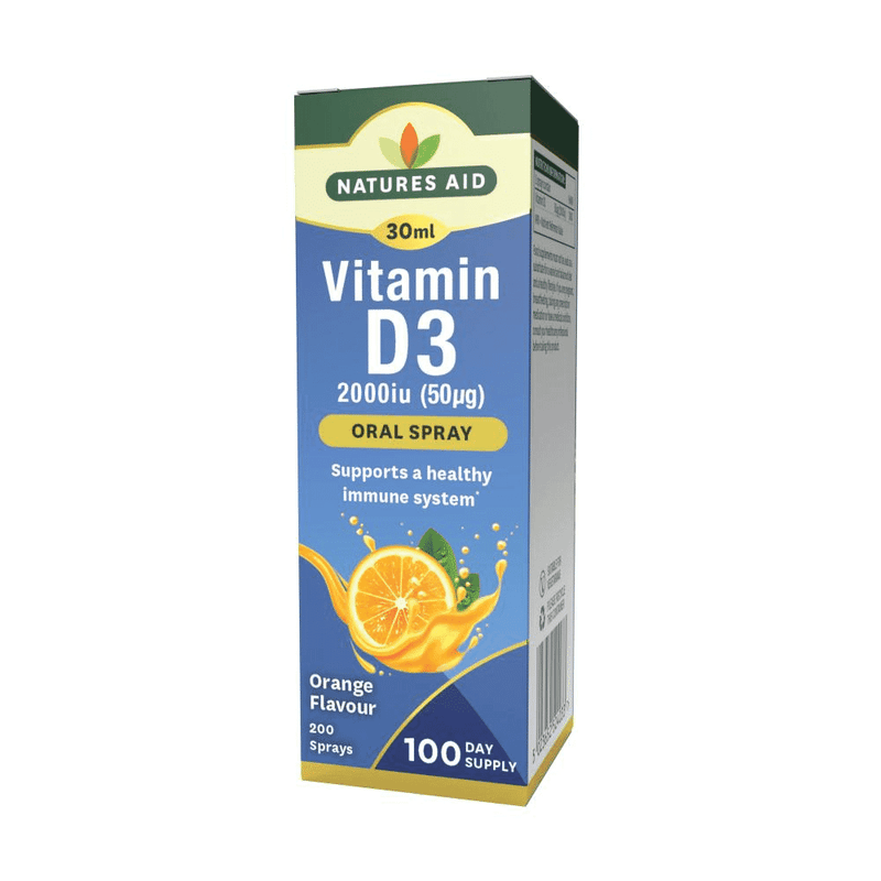 Natures Aid Vitamin D3 2000iu (50ug) Oral Spray Orange Flavour 30ml