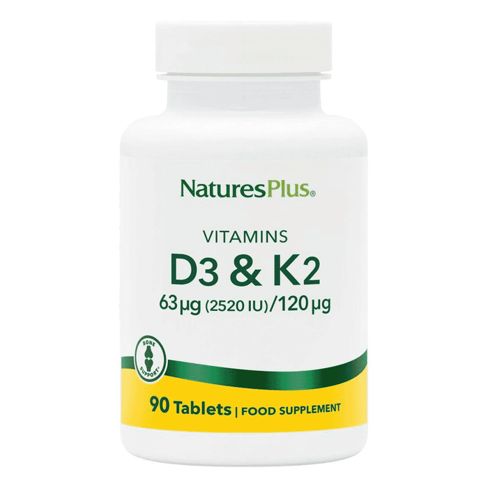 NaturesPlus Vitamins D3 & K2 63ug (2520iu)/120ug 90s