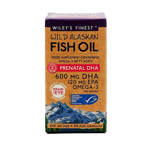 Wiley's Finest Wild Alaskan Fish Oil PRENATAL DHA 600mg 60's - Dennis the Chemist