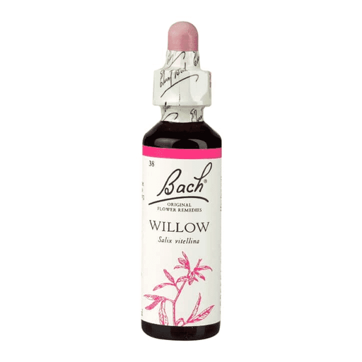 Bach Willow flower remedy bottle with pink dropper, Salix vitellina, natural wellness supplement