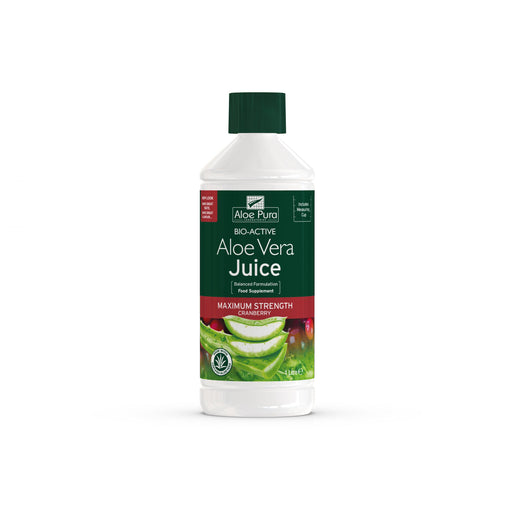 Aloe Pura Bio-Active Aloe Vera Juice Maximum Strength Cranberry 1 Litre - Dennis the Chemist