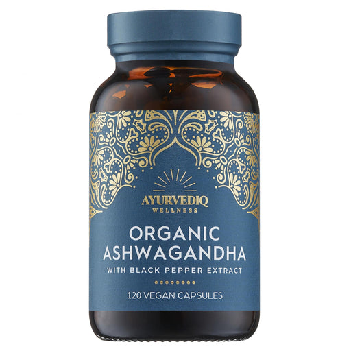 Ayurvediq Wellness Organic Ashwagandha with Black Pepper Extract 120's - Dennis the Chemist