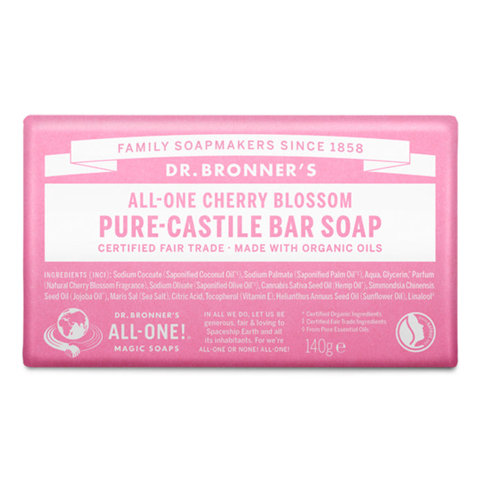 Dr Bronner's Magic Soaps All-One Cherry Blossom Pure-Castile Bar Soap 140g - Dennis the Chemist