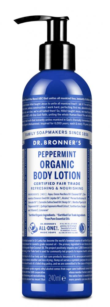 Dr Bronner's Magic Soaps Peppermint Organic Body Lotion 240ml - Dennis the Chemist