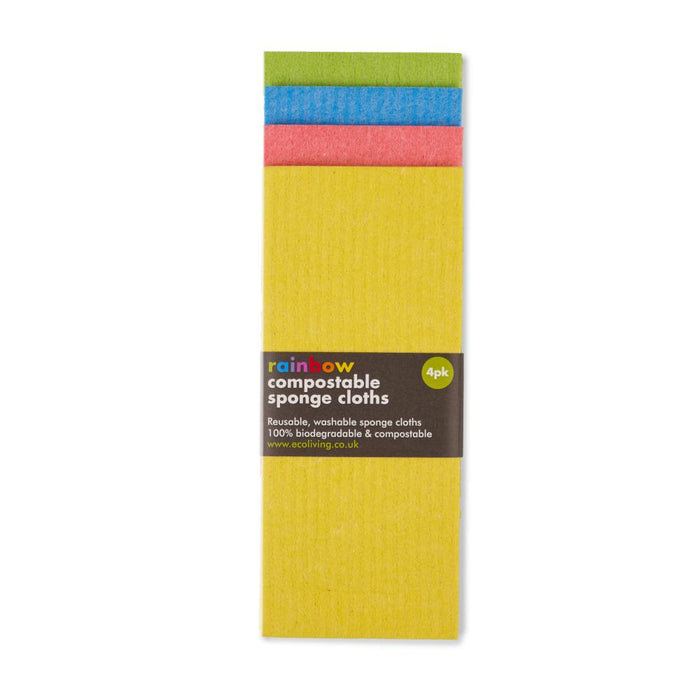 ecoLiving Rainbow Compostable Sponge Cloths (4 Pack) - Dennis the Chemist