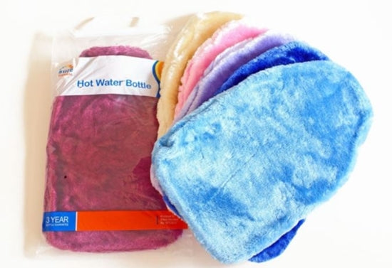 Dennis the Chemist fur-covered hot water bottle with cozy fur exterior, ideal for warmth and comfort during cold weather.