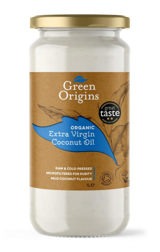 Green Origins Organic Extra Virgin Coconut Oil 1ltr (Glass) - Dennis the Chemist