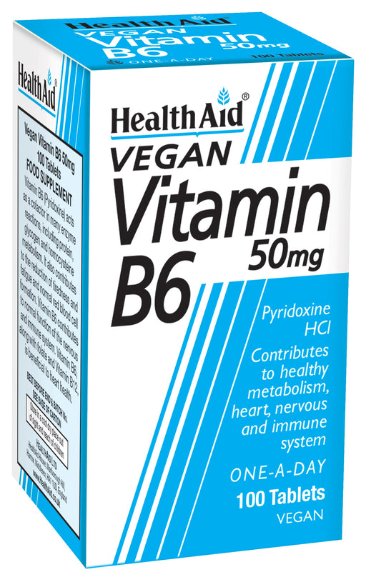 Health Aid Vegan Vitamin B6 50mg 100's - Dennis the Chemist