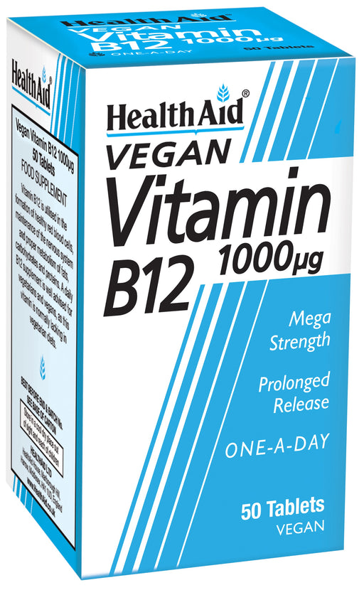 Health Aid Vegan Vitamin B12 1000ug 50's - Dennis the Chemist