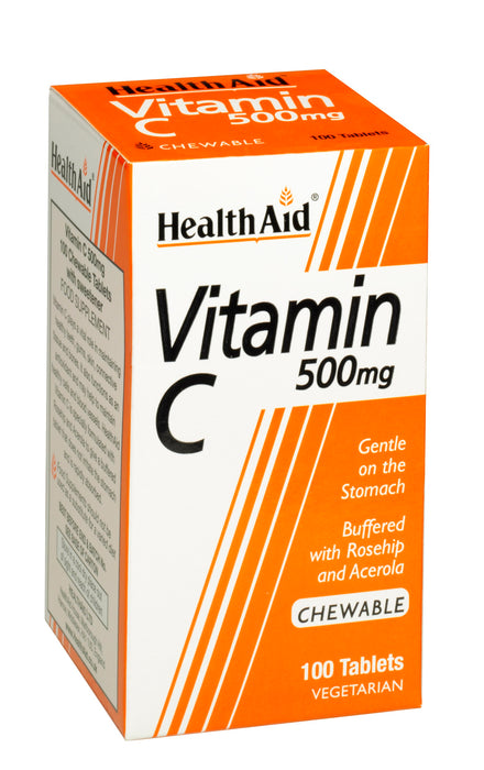Health Aid Vitamin C 500mg Chewable Orange Flavour 100's - Dennis the Chemist