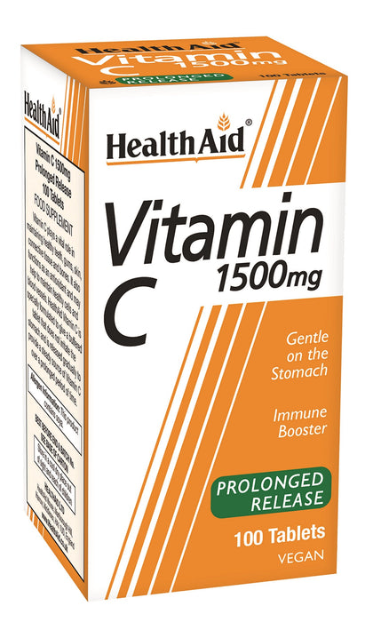 Health Aid Vegan Vitamin C 1500mg Prolonged Release 100's - Dennis the Chemist