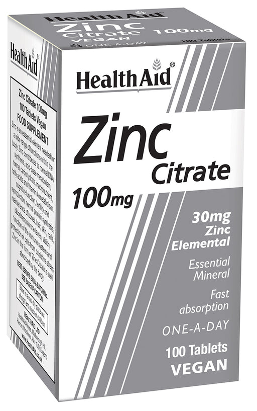 Health Aid Zinc Citrate 100mg 100's - Dennis the Chemist