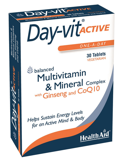 Health Aid Day-vit Active MVM with Ginseng & CoQ10 30's - Dennis the Chemist