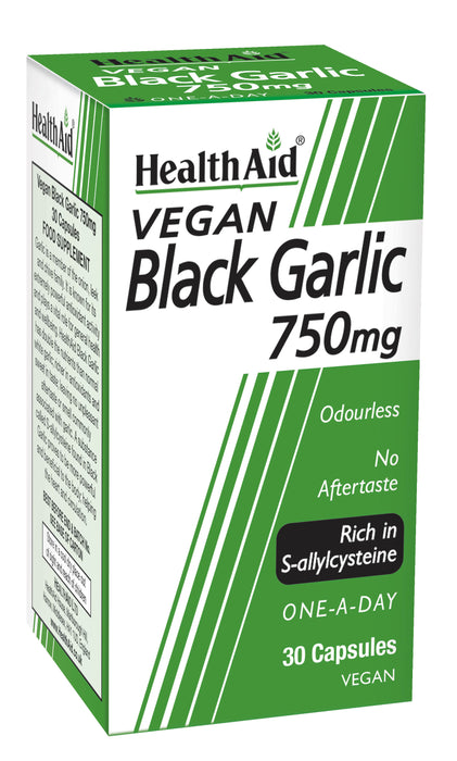 Health Aid Vegan Black Garlic 750mg 30's - Dennis the Chemist