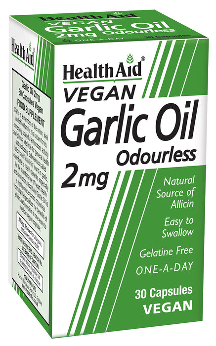 Health Aid Vegan Garlic Oil 2mg Odourless 30's - Dennis the Chemist