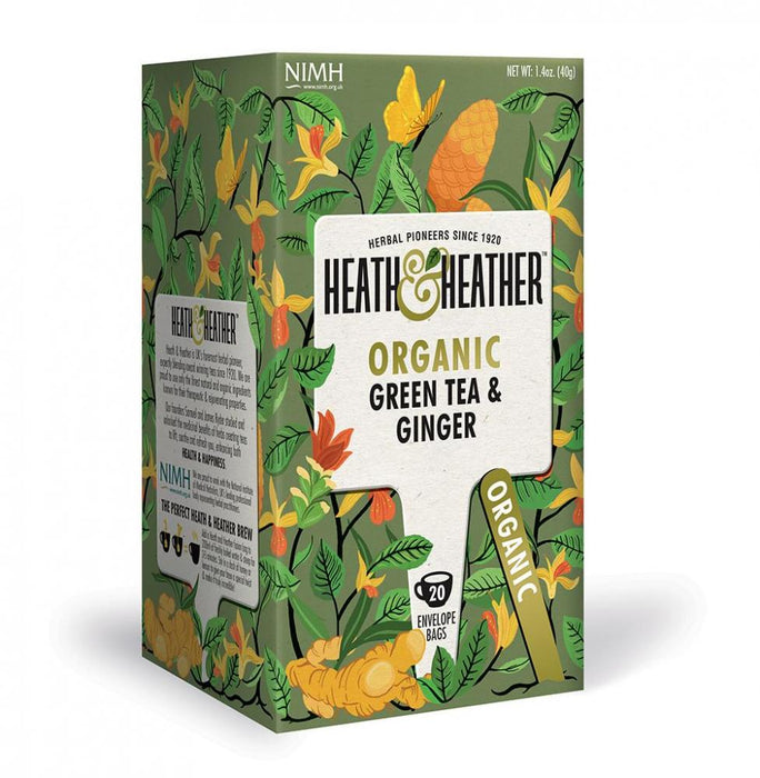 Heath and Heather Organic Green Tea & Ginger 20's - Dennis the Chemist