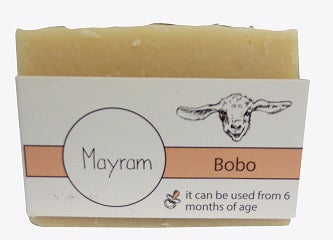 Mayram Bobo handmade soap bar, 100g, with natural ingredients and a rustic appearance, perfect for gentle skincare.