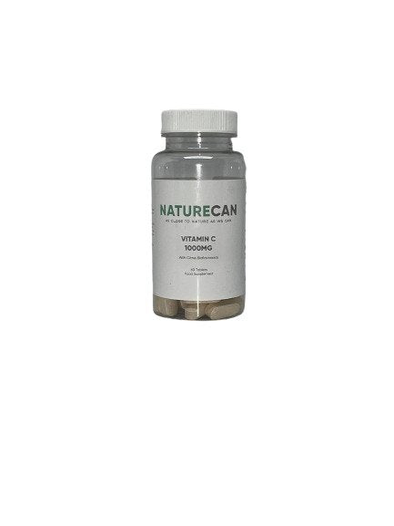 Naturecan Vitamin C 1000mg supplement with 60 tablets, natural vitamin C boost for immune support and daily wellness.