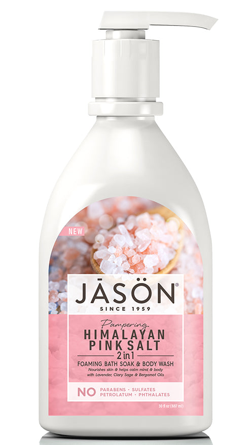 Jason Pampering Himalayan Pink Salt Body Wash + Foaming Bath Soak 887ml - Dennis the Chemist