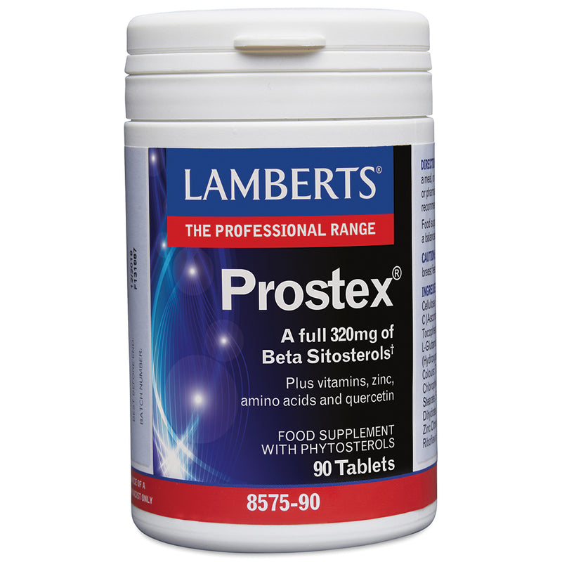 Lamberts Prostex 90's vitamins and supplements container with label showing product name and branding.