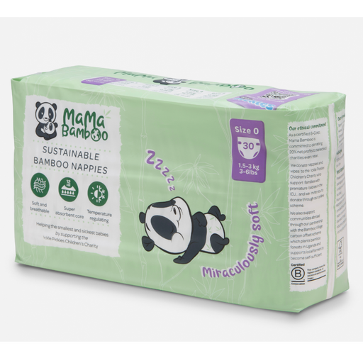 Mama Bamboo Sustainable Bamboo Nappies Size 0 (1.5-3kg 3-6lbs) 30's - Dennis the Chemist