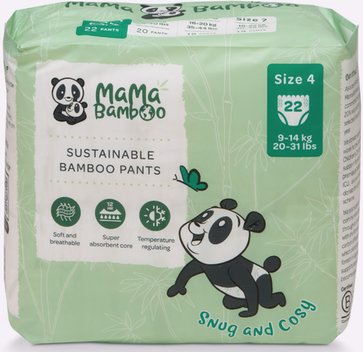 Mama Bamboo Sustainable Bamboo Pants Size 4 (9-14kg 20-31lb) 22's - Dennis the Chemist