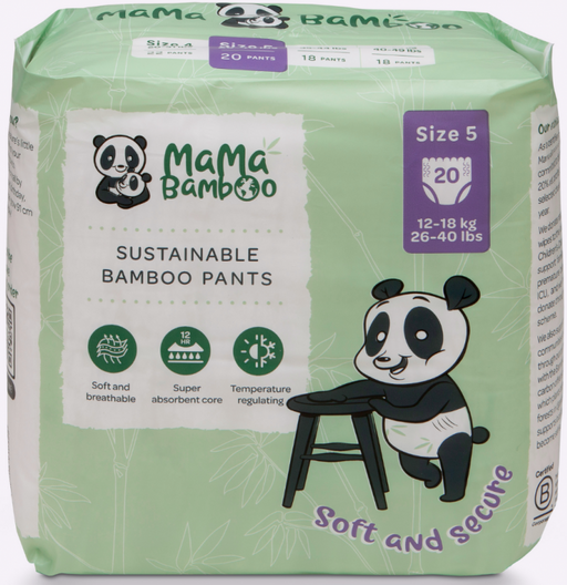 Mama Bamboo Sustainable Bamboo Pants Size 5 (12-18kg 26-40lb) 20's - Dennis the Chemist