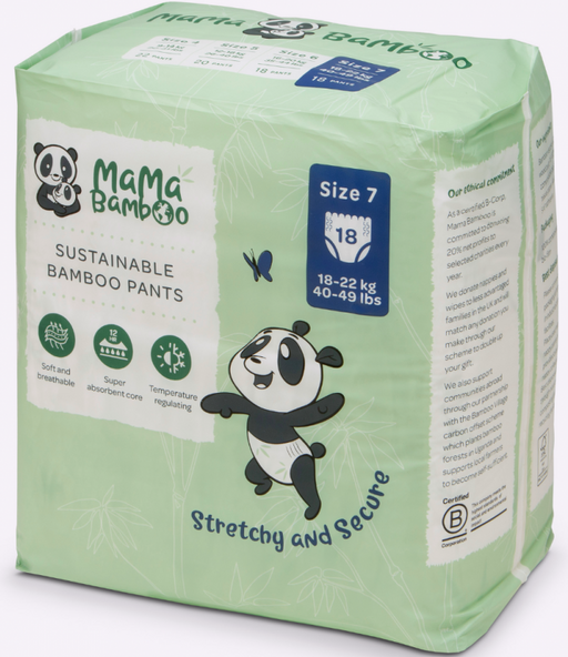 Mama Bamboo Sustainable Bamboo Pants Size 7 (18-22kg 40-49lb) 18's - Dennis the Chemist