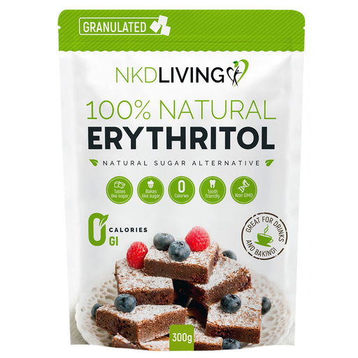 NKD LIVING 100% Natural Erythritol Natural Sugar Alternative 300g (Granulated) - Dennis the Chemist