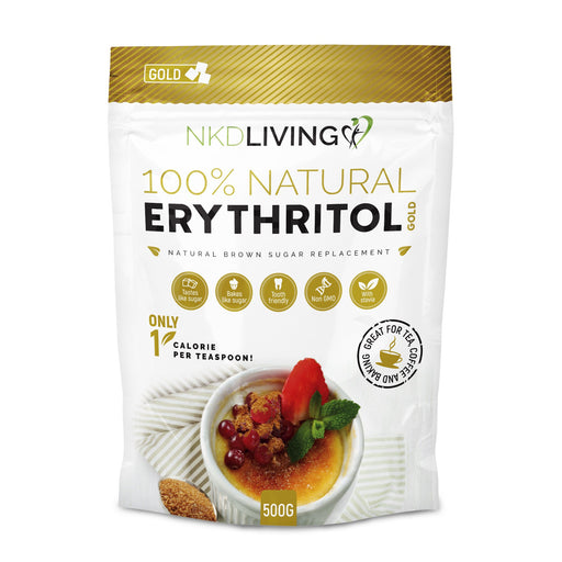 NKD LIVING 100% Natural Erythritol Natural Brown Sugar Replacement 500g (Gold) - Dennis the Chemist