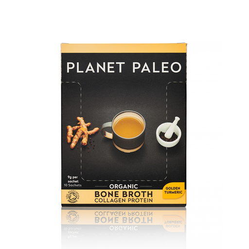 Planet Paleo Organic Bone Broth Collagen Protein Golden Turmeric 9g SINGLE - Dennis the Chemist