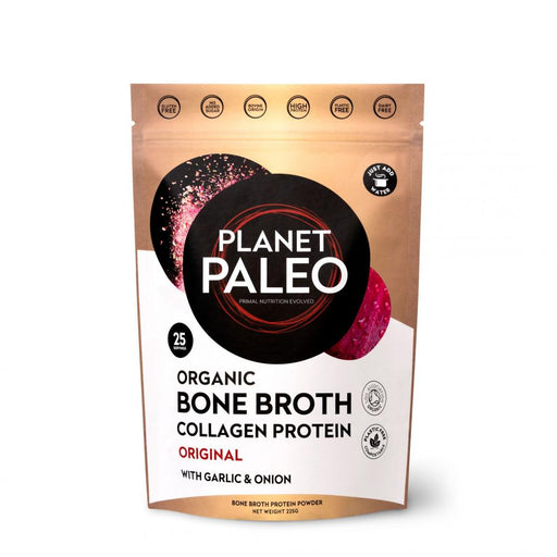 Planet Paleo Organic Bone Broth Collagen Protein Original with Garlic & Onion 225g - Dennis the Chemist