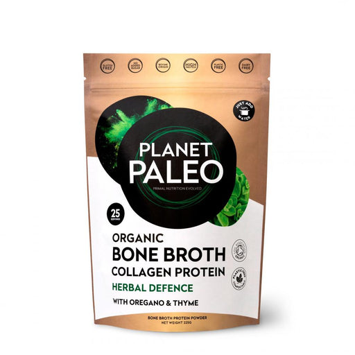 Planet Paleo Organic Bone Broth Collagen Protein Herbal Defence 225g - Dennis the Chemist