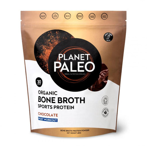 Planet Paleo Organic Bone Broth Sports Protein Chocolate 480g - Dennis the Chemist
