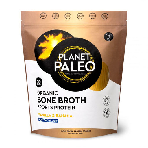 Planet Paleo Organic Bone Broth Sports Protein Vanilla & Banana 480g - Dennis the Chemist