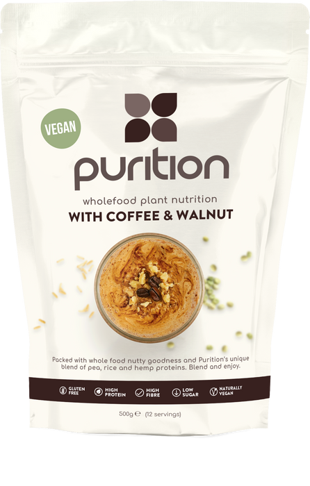 Purition VEGAN Wholefood Plant Nutrition With Coffee & Walnut 500g - Dennis the Chemist