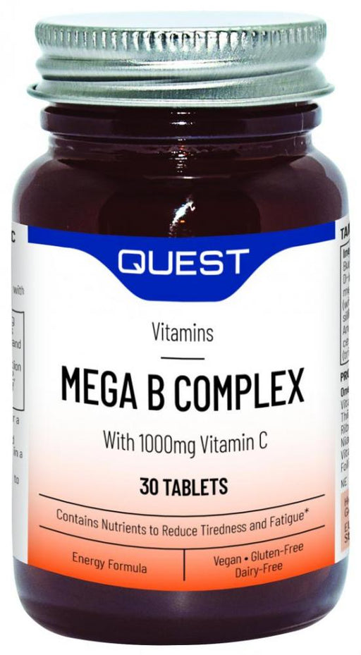 Quest Vitamins Mega B Complex with 1000mg Vitamin C 30's - Dennis the Chemist