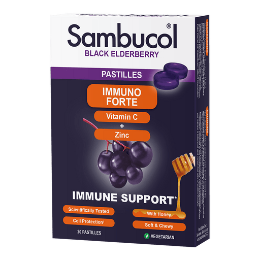 Sambucol Immuno Forte Vitamin C + Zinc Immune Support Pastilles 20's - Dennis the Chemist