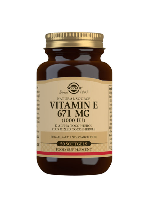 Solgar Natural Source Vitamin E 671mg (1000iu) 50 Softgels - Dennis the Chemist