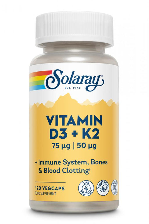 Solaray Vitamin D3 + K2 75ug 50ug 120's - Dennis the Chemist