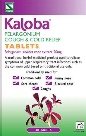 Schwabe Kaloba Pelargonium Cough & Cold Relief Tablets 30's - Dennis the Chemist