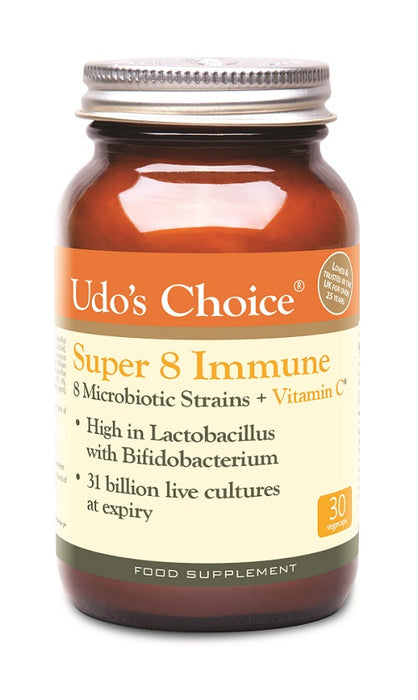 Udo's Choice Super 8 Immune 8 Microbiotic Strains + Vitamin C 30's - Dennis the Chemist