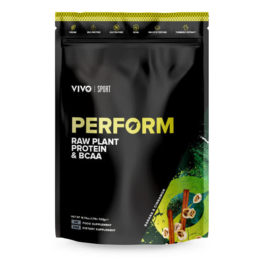 Vivo Life Perform Raw Plant Protein & BCAA Banana & Cinnamon 532g - Dennis the Chemist
