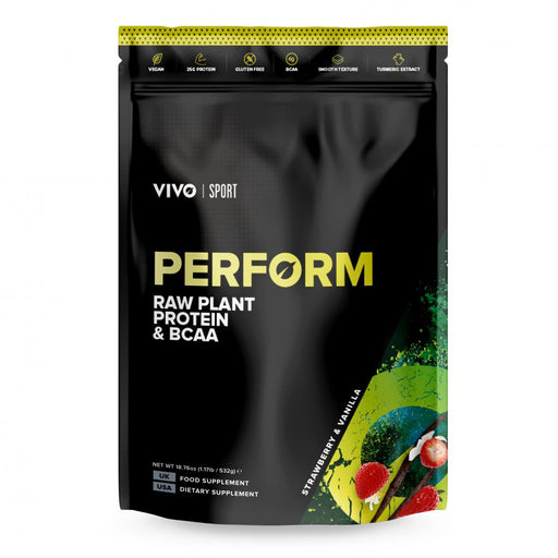 Vivo Life Perform Raw Plant Protein & BCAA Strawberry & Vanilla 532g - Dennis the Chemist