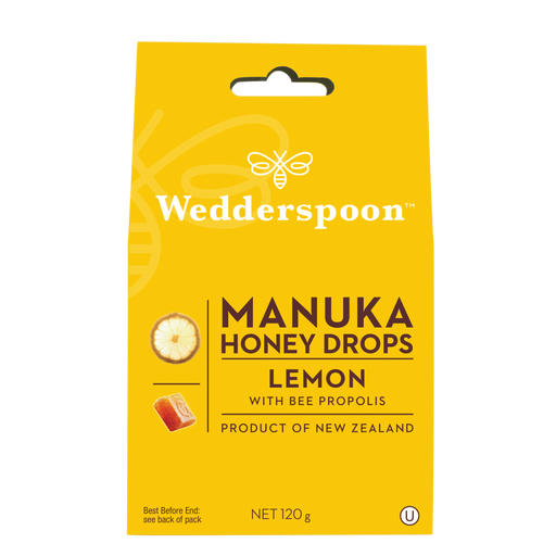 Wedderspoon Manuka Honey Drops Lemon with Bee Propolis 120g - Dennis the Chemist